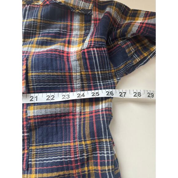 Pilcro Cropped Plaid Button Up Shirt Sz S Anthropologie High Low Frayed Hem Boxy - Picture 7 of 12